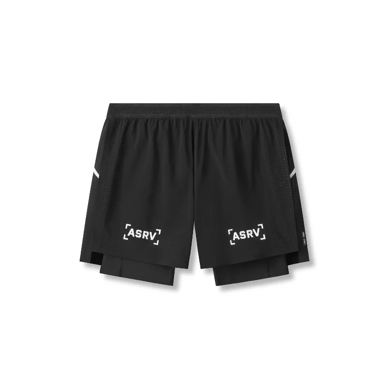 0951. Aerotex™ 4" High Split Liner Short -  Black/White Artistic Men's Avant