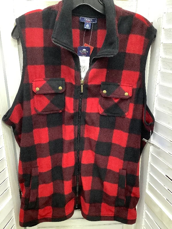 Vest Fleece By Chaps In Plaid Pattern, Size: 2x Beach