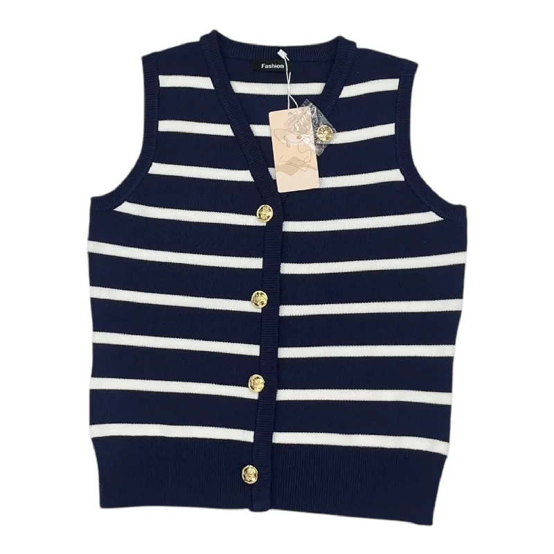 Vest Sweater By Clothes Mentor In Blue & White, Size:S Artistic Men's Hand