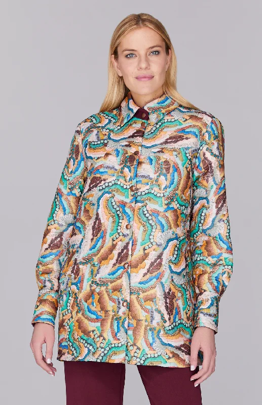 Ornamental Quilt Boyfriend Shirt Jacket Street