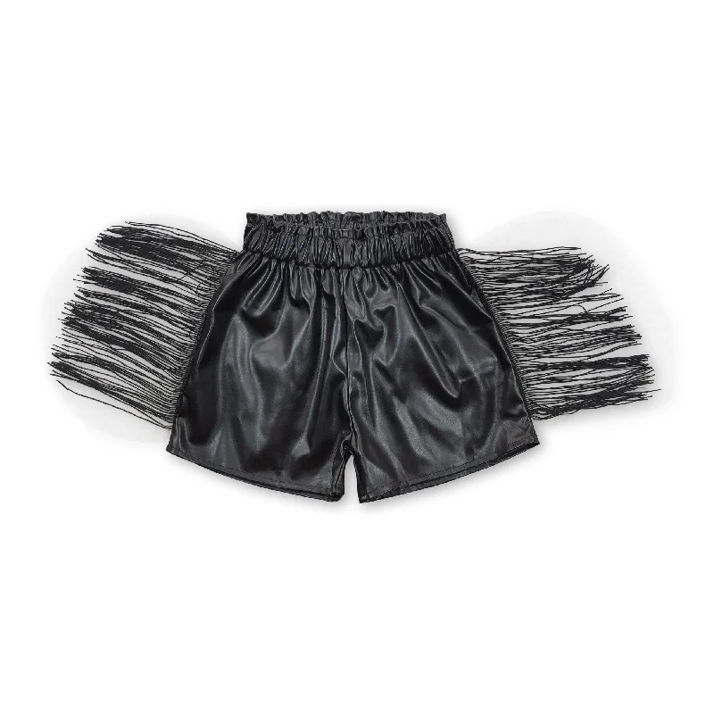 Black leather tassels baby girls shorts Traditional Men's Country