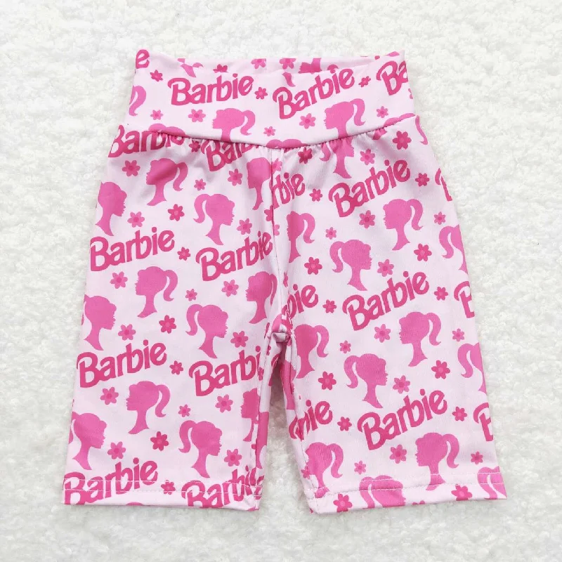 SS0143  Pink B Cartoon Boys Girls Biker Shorts Refined Men's European