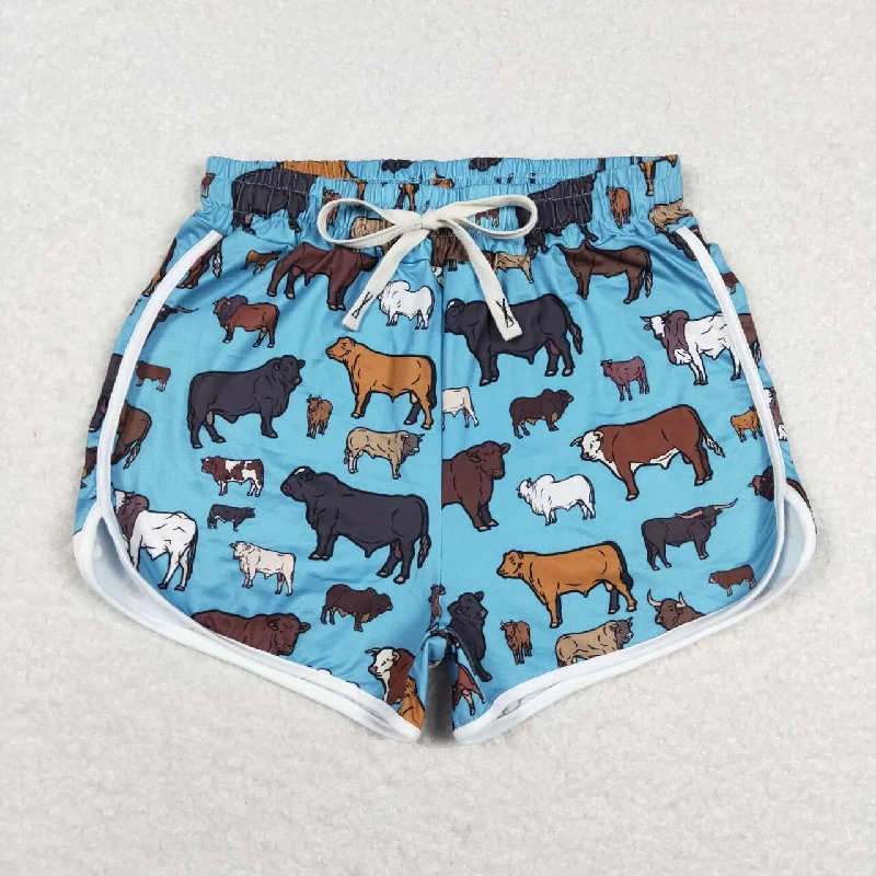 Adult SS0129 Blue Western Cow Boys Shorts Pants Streetwear Style