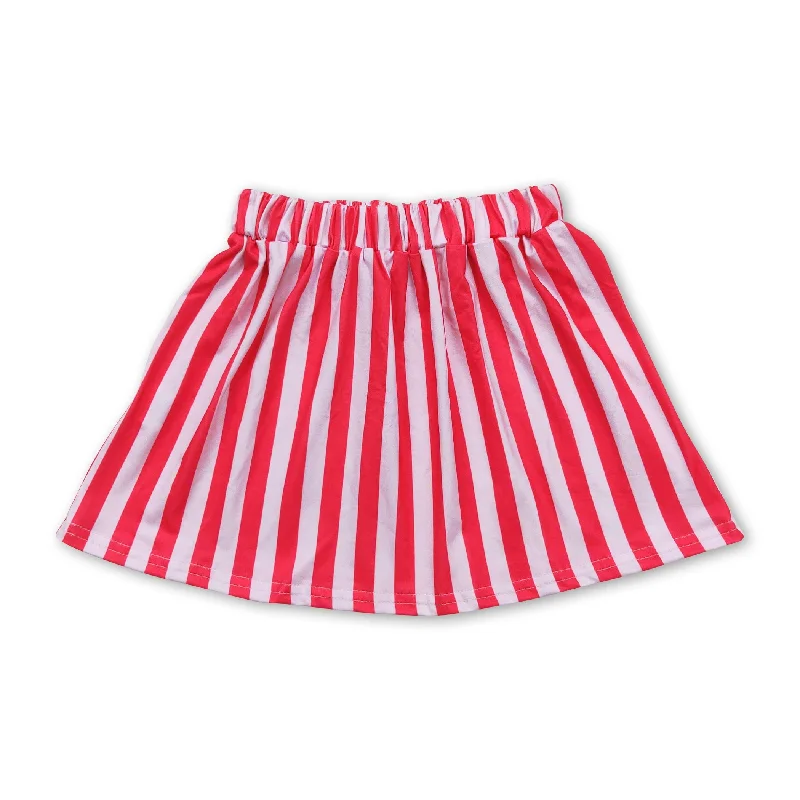 Pink red stripe kids girls Christmas valentine's day skirt Elegant Men's Cashmere