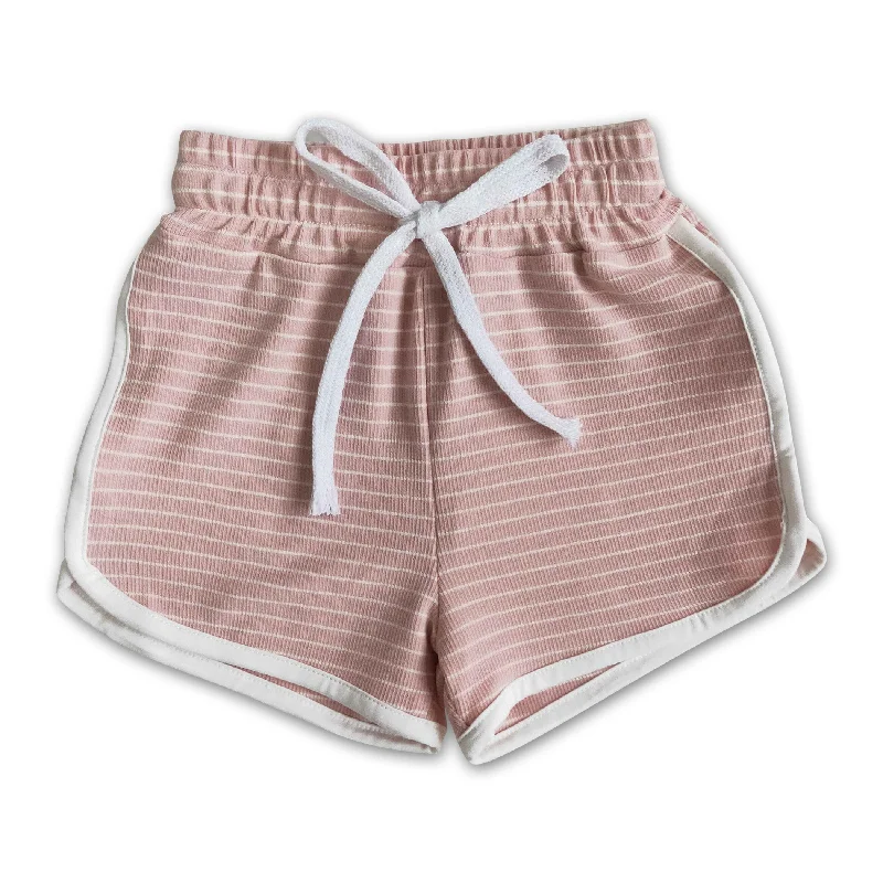 High quanlity cotton pink small stripe drawstring girls summer shorts Bold Men's Statement High quanlity cotton pink small stripe drawstring girls summer shorts Bold Men's Statement