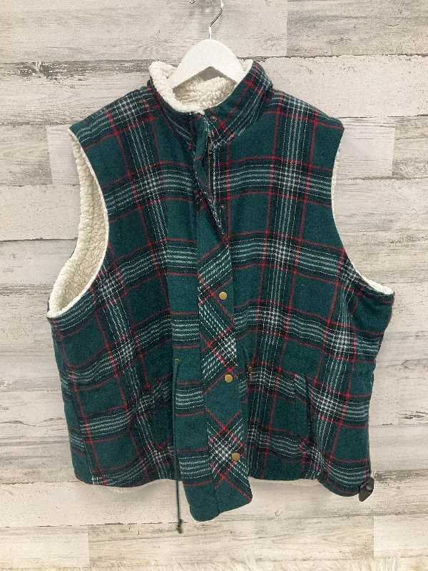 Vest Fleece By Maurices In Plaid Pattern, Size: 4x Modern Men's Geometric