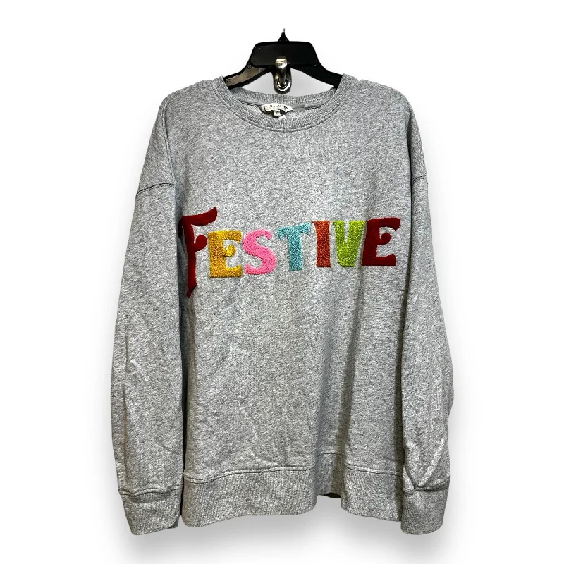 Holiday Sweatshirt Collar By Clothes Mentor In Grey, Size: Xl Laid