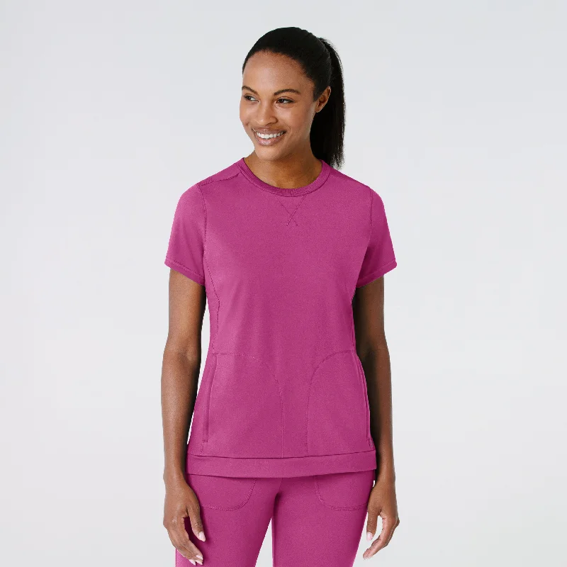 RENEW Knit Women's Flex-n-Reach Crew Neck Scrub Top - Raspberry Street