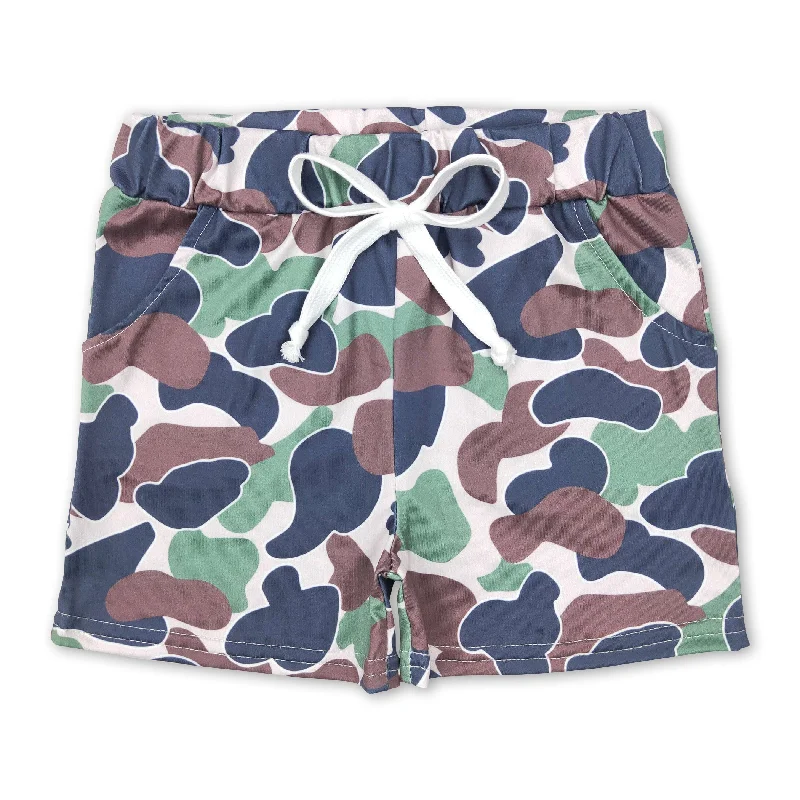 Green camo pocket kids boy summer shorts Stylish Men's Neon