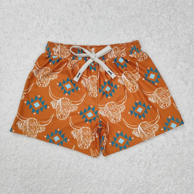 S0463 Orange Shorts with cattle boutique outfit boys swimming trunks RTS 202412 Organic S0463 Orange Shorts with cattle boutique outfit boys swimming trunks RTS 202412 Organic