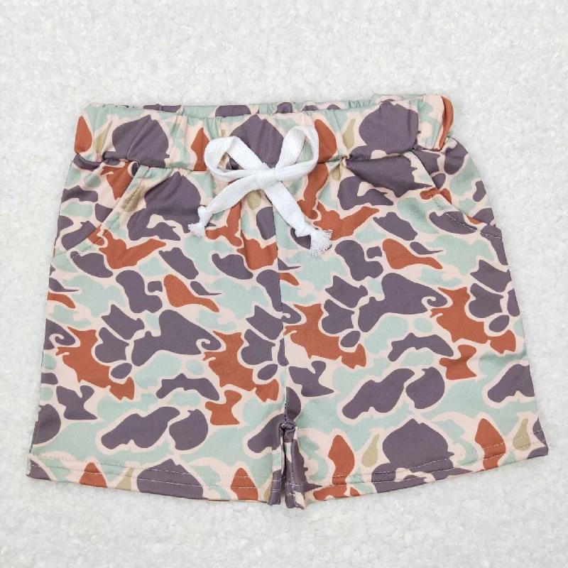 SS0138 Green Camo   Boys Shorts Pants Tough Men's Military