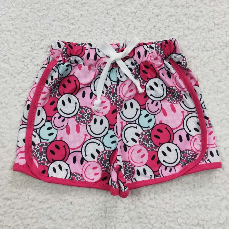 SS0100 Pink Leopard Emoji Smile Boys Shorts Pants Modern Men's Geometric