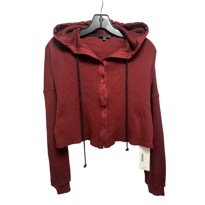 Thermal Cropped Sweatshirt Hoodie By The Range In Red, Size: Xs Confident Men's High