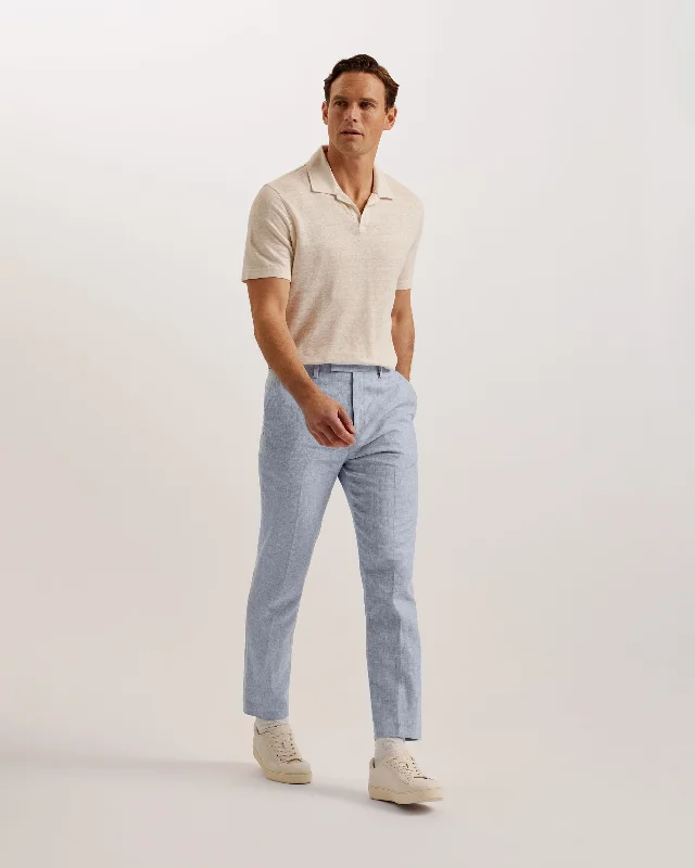 Damaskt Slim Fit Linen Tailored Trousers Lt-Blue Dapper Men's 1920S