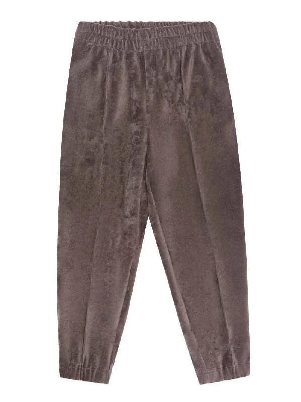 Brown Velvet Logo Trousers Bohemian Men's Free