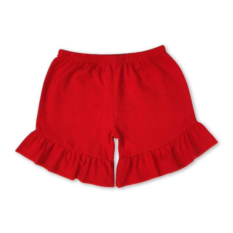 Red cotton one layer ruffle girls summer shorts Elegant Men's Cashmere