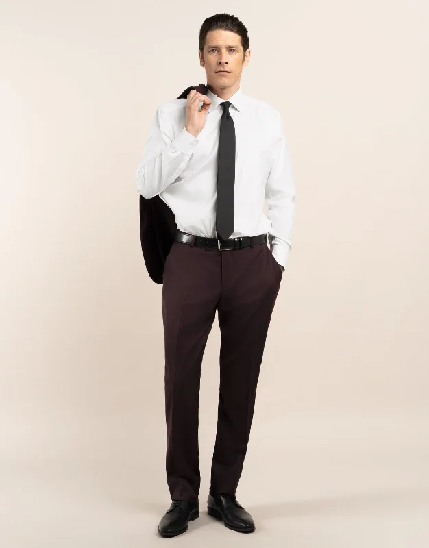 Lotus Burgundy Twill Suit Trouser Polished Men's Satin