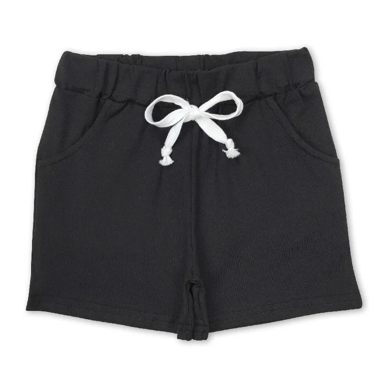 Black cotton pocket kids boy summer shorts Polished Men's Silk