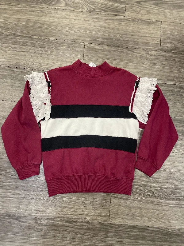 Sweatshirt Crewneck By Bdg In Maroon, Size: Xs Laid