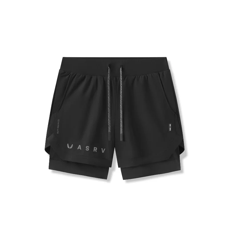 0865. Tetra-Lite® 5" Liner Short - Black "Reflective Classic" Hip Men's Retro