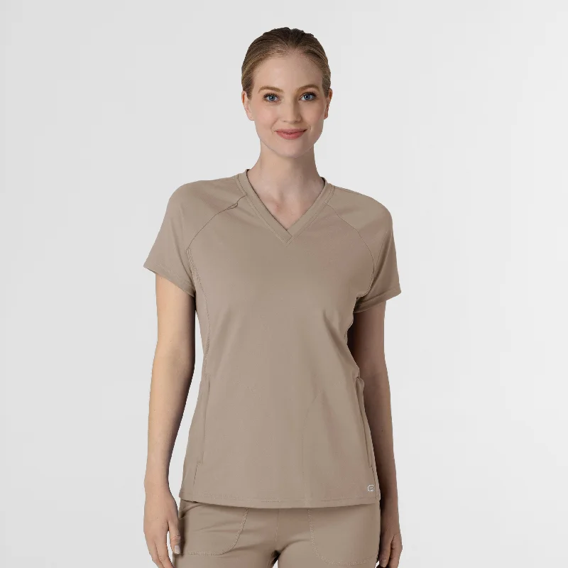 RENEW Knit Women's Flex-n-Reach V-Neck Raglan Scrub Top - Haze Cozy Men's Winter