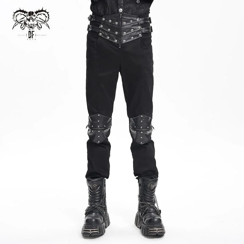 Men's Gothic Buckle-up Studs Trousers Elegant Men's Cashmere