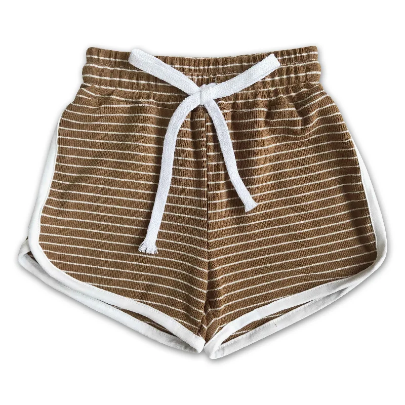 High quanlity cotton dark brown stripe drawstring girls summer shorts Trendy Men's Oversized High quanlity cotton dark brown stripe drawstring girls summer shorts Trendy Men's Oversized