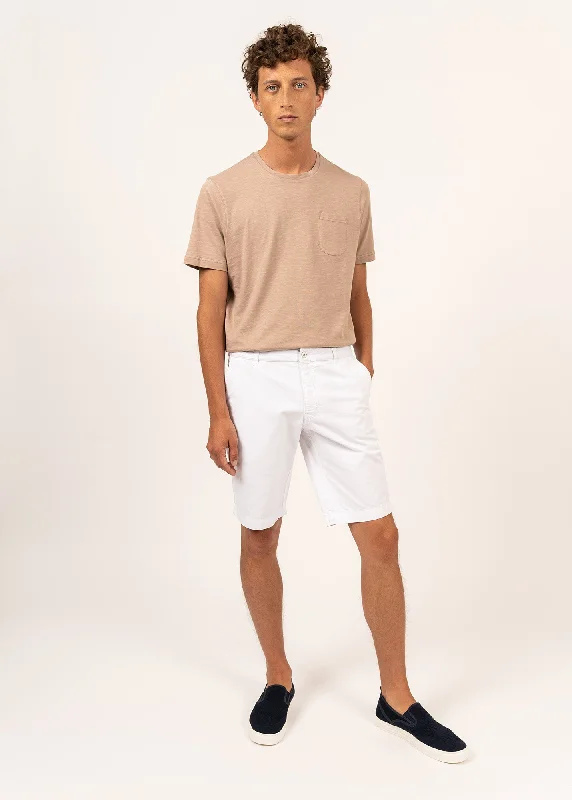Doug straight Bermuda shorts - in cotton canvas (BLANC) Vintage Men's 1970S Disco