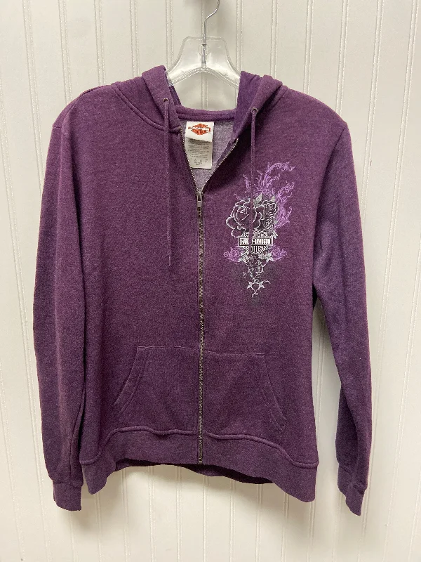 Sweatshirt Hoodie By Harley Davidson In Purple, Size: L Modern Men's Geometric