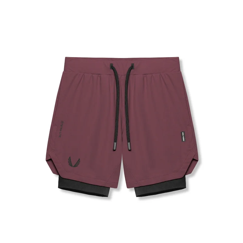 0866. Tetra-Lite® 7" Liner Short - Plum "Wings"/Black Sophisticated Men's 