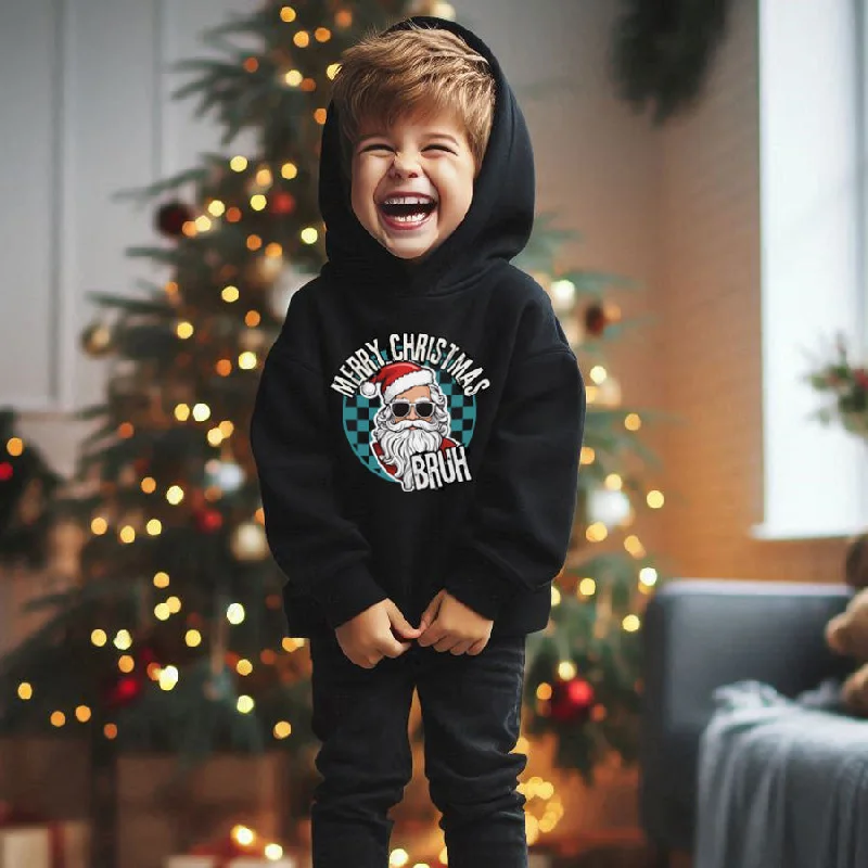 Merry Christmas Bruh Kids Hoodie Athletic Men's Compression