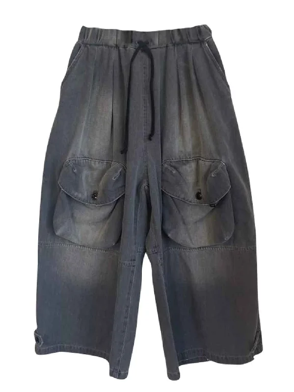 Big Pocket Black Denim Stylish Men's Neon