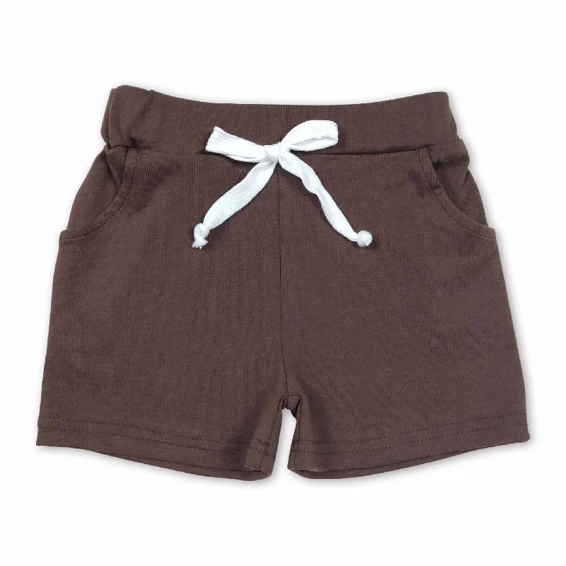 Brown cotton pocket kids boy summer shorts Earthy Men's Sustainable 