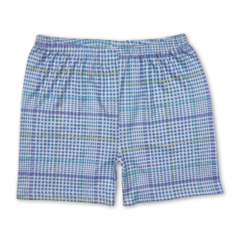 Light blue plaid baby kids summer shorts Athletic Men's High