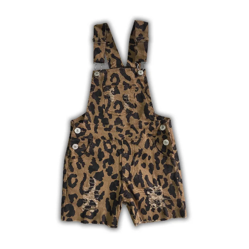 High quality leopard denim shorts girls summer overalls Tough Men's Military