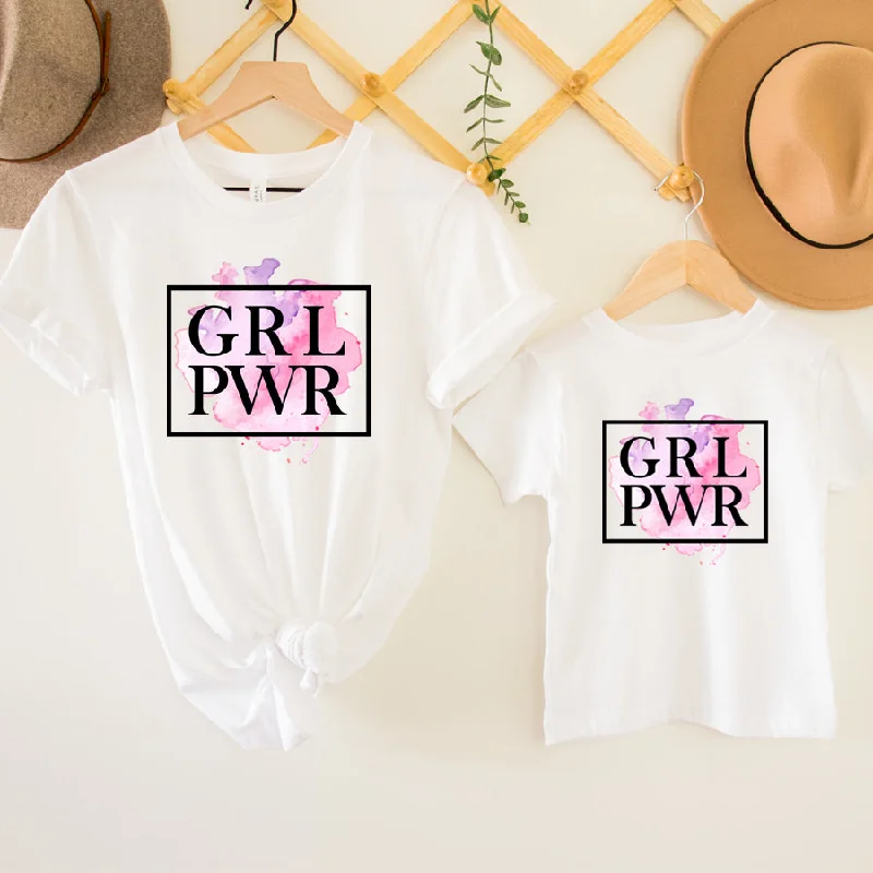 GRL PWR Tie Dye Splash Matching White T-Shirts Hip Men's Urban