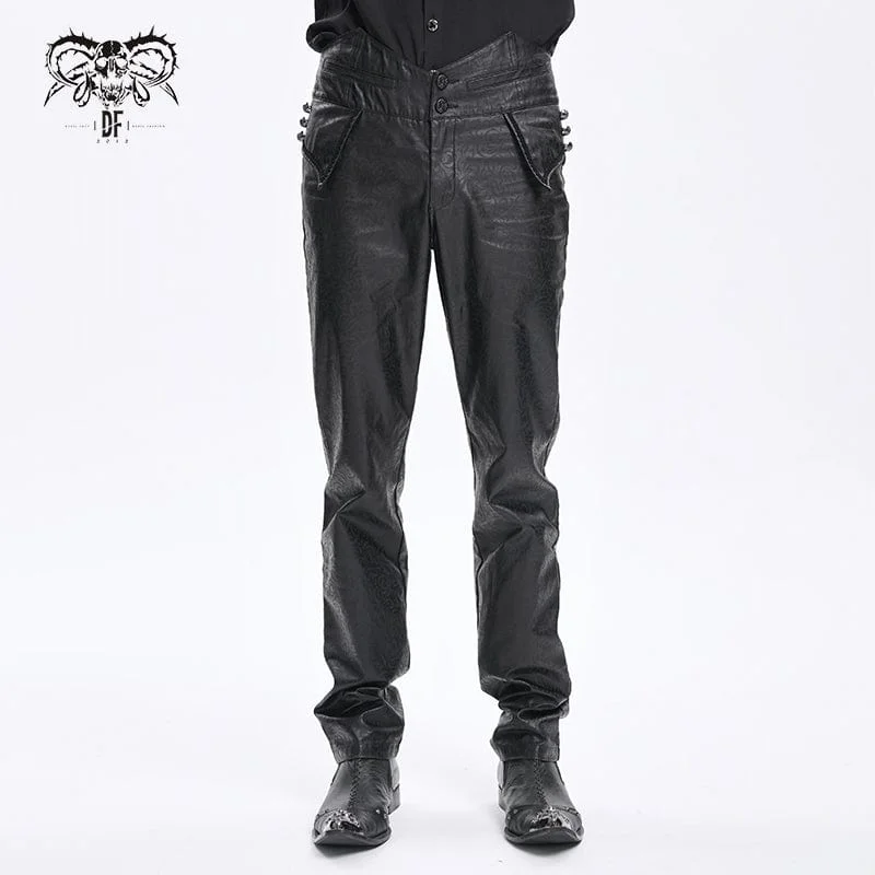 Men's Gothic High-waisted Faux Leather Pants Dapper Men's 1920S