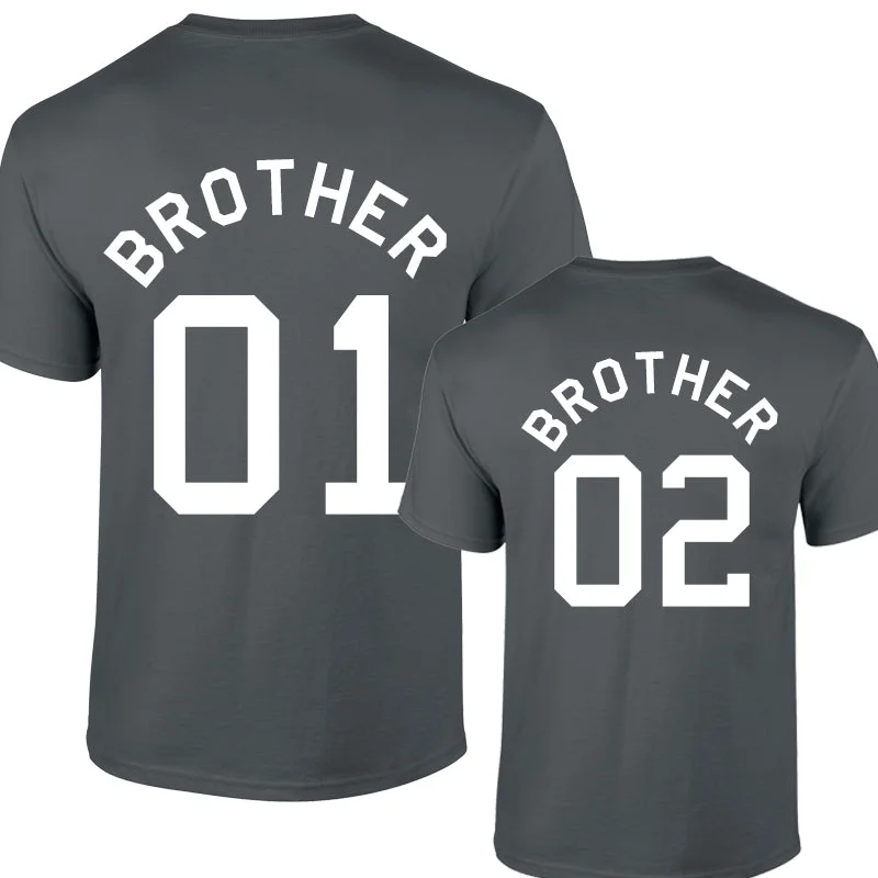Collegiate Brother Back Number T-Shirts Charcoal (MRK X) Dynamic Men's Glow