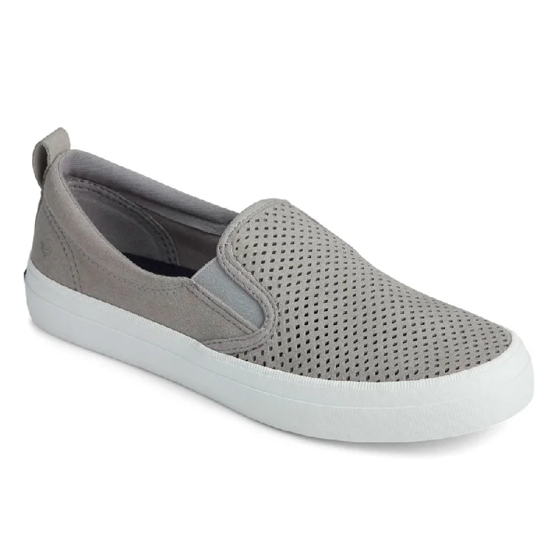 Sperry Women's Crest Twin Gore Leather Wave Perforated Sneaker- Grey Cool Men's Skate