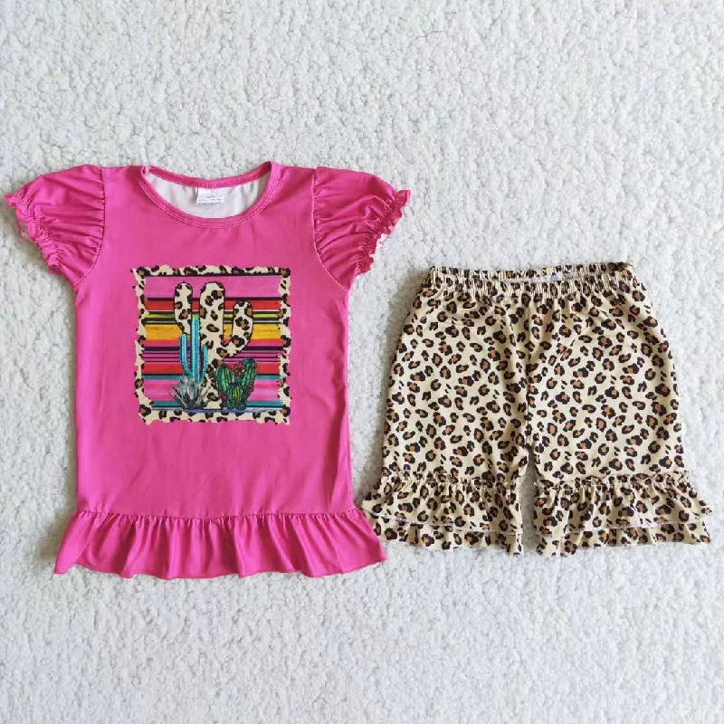 Clearance C1-11 Cactus rose top leopard print shorts set high quality Youthful Men's Pop Clearance C1-11 Cactus rose top leopard print shorts set high quality Youthful Men's Pop