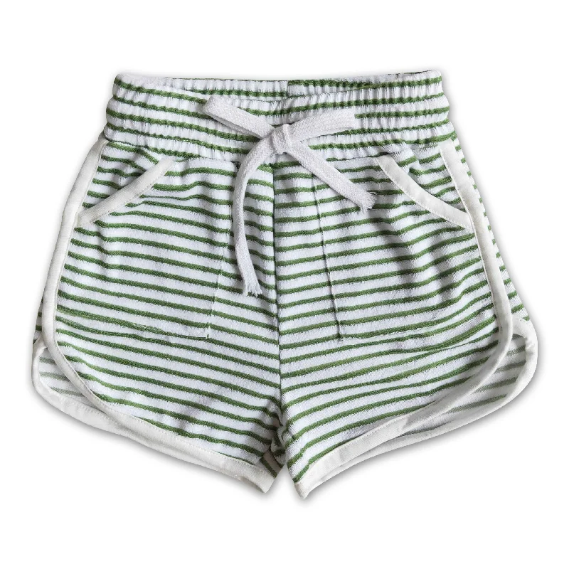 High quanlity cotton green towel fabric stripe drawstring girls summer shorts Youthful Men's Pop High quanlity cotton green towel fabric stripe drawstring girls summer shorts Youthful Men's Pop