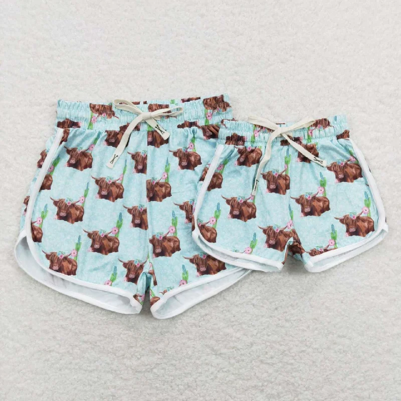 Adult SS0128 Blue Western Cow Boys Shorts Pants Casual Men's Short