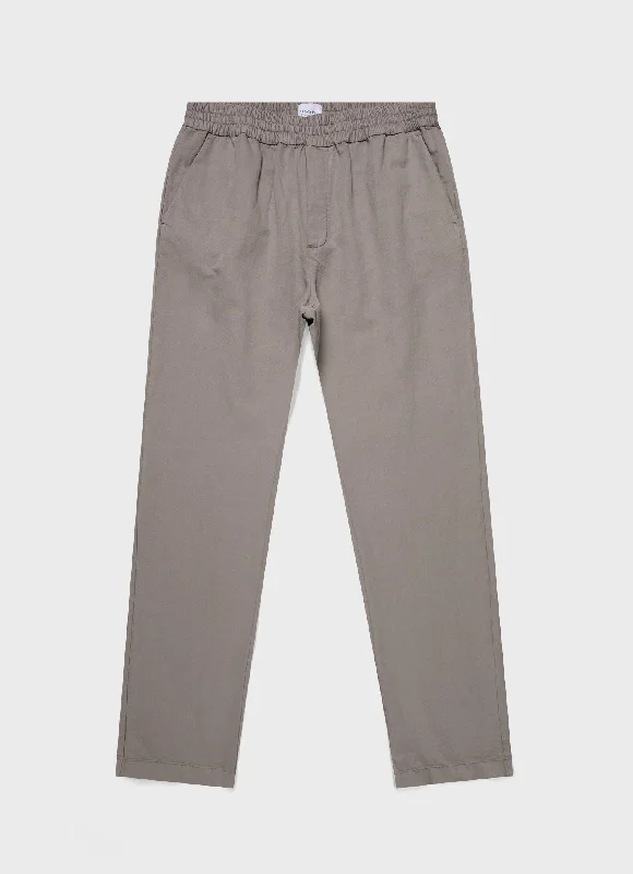 Men's Cotton Linen Drawstring Trouser in Pewter Organic