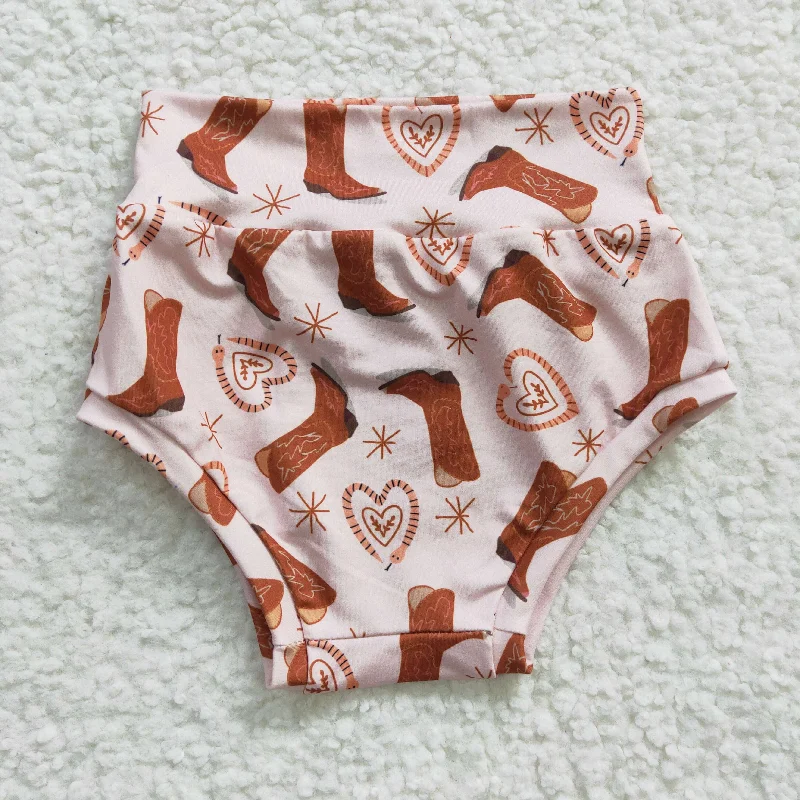 SS0045  Pink Cowboy Boots Love Western Girls Bummies Shorts Artistic Men's Hand
