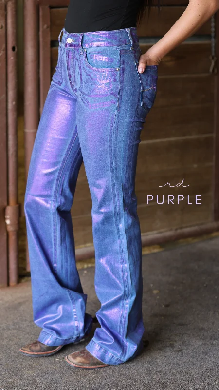 PURPLE METALLIC SIGNATURE TROUSER DENIM Elegant Men's Formal 