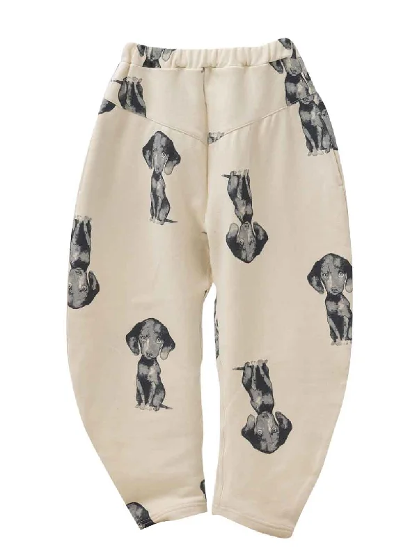 Black Dog Print Pants Traditional Men's Country