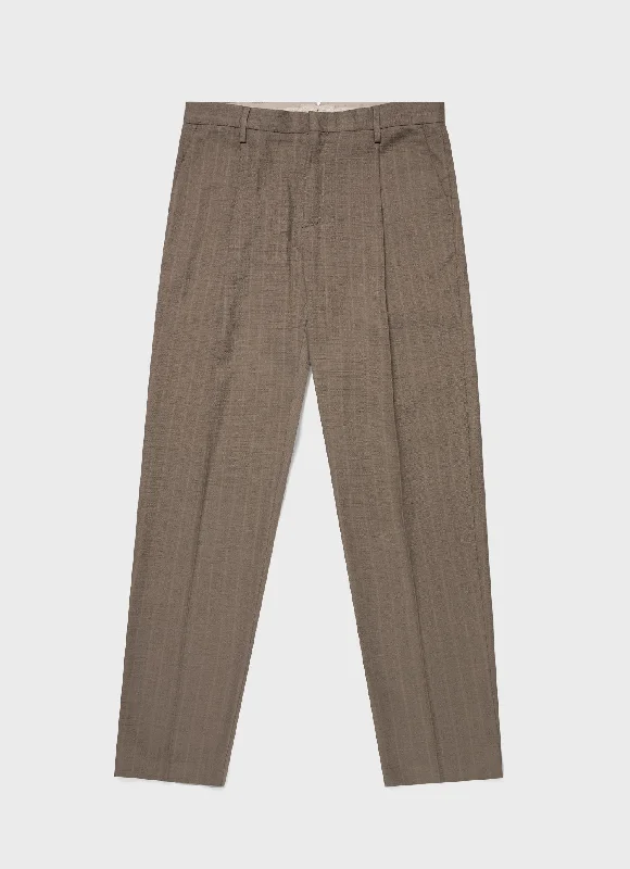 Men's Cotton Raffia Pleat Trouser in Dark Stone Dynamic Men's High