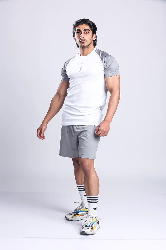 Active Two-tone T-shirt + Shorts set- White/Grey & Grey Edgy Men's Punk
