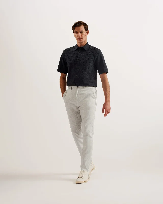 Majo Slim Fit Linen Blend Trousers Lt-Grey Refined Men's European