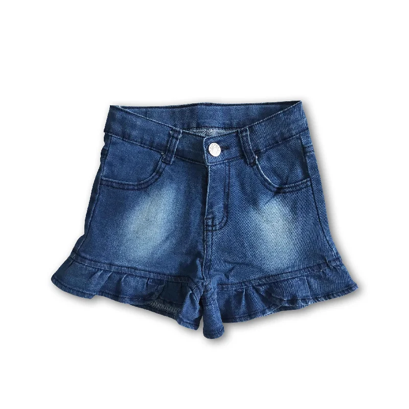 Baby girls ruffle denim shorts summer jeans Preppy Men's College